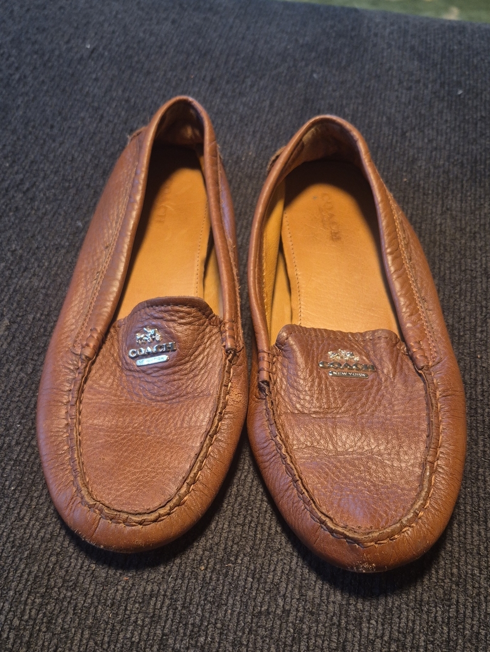 Coach Men’s Tan Pebbled Leather Slip-On Loafers
